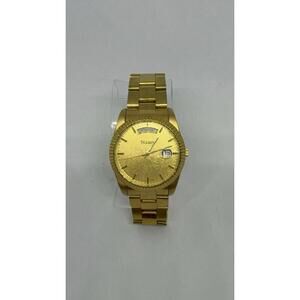 Stauer Presidential Full Day Date 999.9 Gold Foil Dial 40mm Watch New Battery